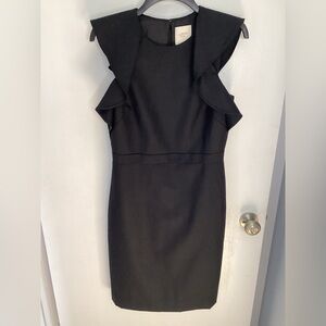 J. Crew Black Ruffle Sleeve Mini Dress 6